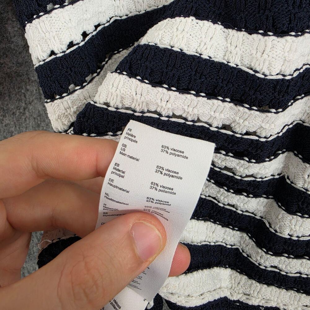 Maje Sweater Women 2 Marigna Crochet Effect Striped Jumper Knit Nautical Preppy - Picture 9 of 13